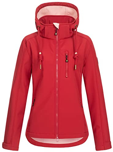 Ankerglut Damen Damen Softshelljacke mit Abnehmbarer Kapuze Gefüttert Übergangsjacke Windbreaker #Ankerglutfreude Softshelljacke