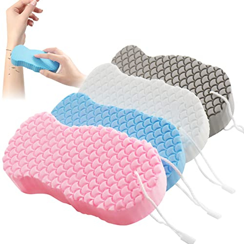4 Stück Super Soft Exfoliating Bath Sponge,Ultra Soft Badeschwamm,Bath Sponge,Ultra Soft Peeling Schwamm Duschbürste,Massageschwamm,Körper Peeling-Schwamm Für Frauen, MäNner, Kind