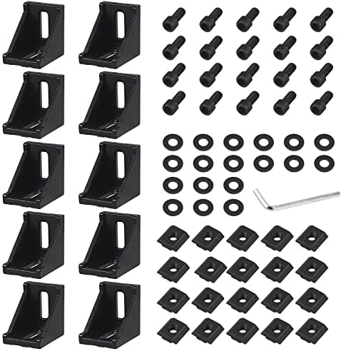 10x EYPINS Befestigungsmaterial Winkel, Aluprofil 40x40 Nut 8 ALU Winkelverbinder Eckwinkel Eckverbinder Wandhalter 90 Grad Winkel Raster Gewinde M8 für 4040 Aluprofil Winkelprofil(Schwarz)