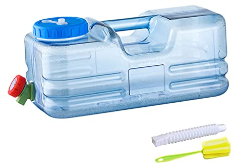Demiawaking 5-22L Jerricane d’Eau avec Robinet, Reservoir Eau Camping Car, Bidon d'eau avec Poignée, Bidon Alimentaire sans BPA, Bidon Plastique avec Brosse de Nettoyage (10 L)