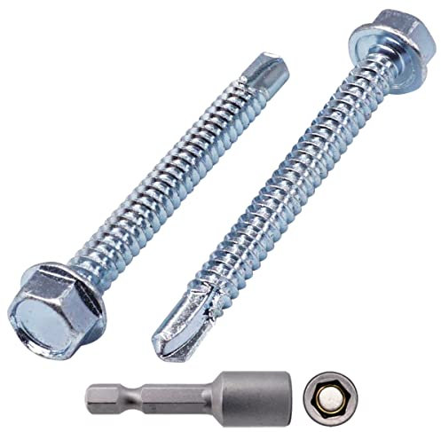 SKIR'CO Lot de 50 vis DIN 7504 K en acier zingué 6,3 x 70 mm, vis à tôle auto-perceuse, tête hexagonale