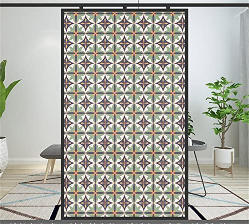 Statische 3D-Glasfolie,Opaque Window Film Privacy Film,Retro-Muster ,Einfache entfernung Wiederverwendbar,für Badezimmer Schlafzimmer Küche (60cmx200cm)