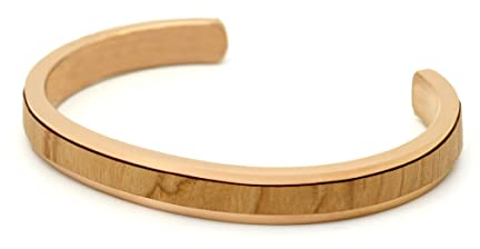NaturSchatulle Armreif Rosegold mit Holz Edelstahl Holzschmuck Armband Damen Frauen Armschmuck Kirsche Geschenk Accessories