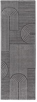 Kurzflor Teppich, Läufer, Wohnzimmer, Boho Geometrisch - Grau - 80cm x 220cm - Moderner Superweicher Teppich