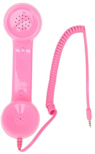 Combiné Téléphonique Rétro, Ancien Casque Téléphonique avec Contrôle du Volume, Récepteur de Téléphone Portable Rétro Vintage 3,5 Mm pour Tous Les Smartphones et Ordinateurs, (Rose)