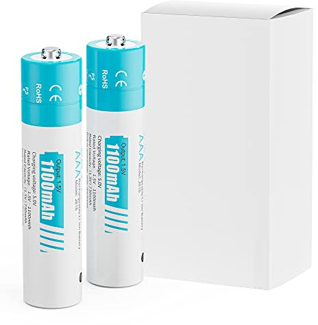 czvv Piles AAA 1,5V - 2 Piles Rechargeables - Pile Rechargeable AAA Lithium Plus Haute Capacité 1100mWh, Anti-Fuite et Durée de Vie Ultra Longue, 1300 Fois Cycles, Une 10 Ans (2 unités)