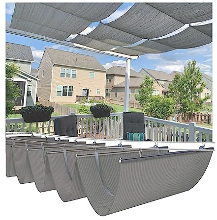 HJLKDYM Tenda parasole retrattile per pergolato, tenda da sole ondulata, protezione UV protezione solare per cortile giardino riparo, multiplo (colore: grigio, dimensioni: 1 x 2 m)
