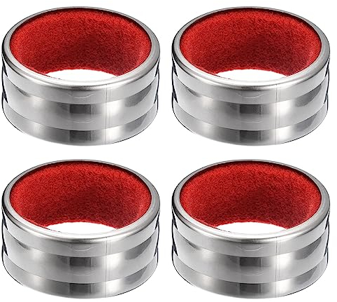 QUARKZMAN 4Stk Weinflasche Kragens Edelstahl Wein Tropfring 40mmx19mm Auslaufsicherer Ring Tropfstopfen für Wein Flaschen Wein Stopp Zubehör für Bar und Zuhause (Rot Silber)