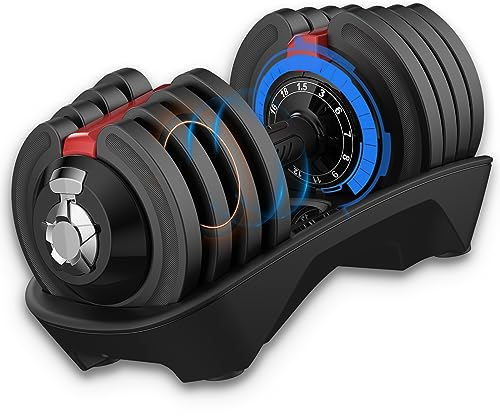 DH FitLife Kit Pesi Palestra Manubri Regolabili 1,5-18 kg con Base Porta Pesi | Set Manubri Componibili per Uomo e Donna con 12 Pesi in 1 | Manubri Regolabili Salvaspazio per Allenamento a Casa