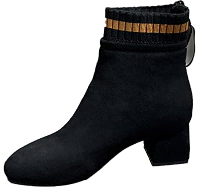 KKvoPiQ Pantaloni da pescatore impermeabili con le donne alla moda, stivali corti con tacco alto, scarpe casual da donna con plateau sexy, Nero , 42 EU