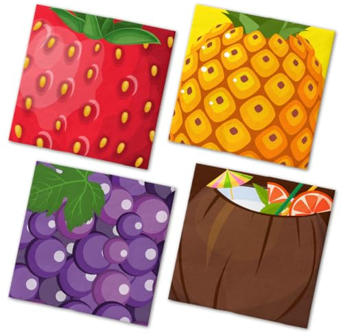 40 Stück Obst-Servietten, Sommer, Obst, Party-Dekorationen, Ananas, Erdbeere, Einweg-Papierservietten, Obst, Sommer, Hawaii, Partyzubehör