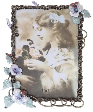 Kawaii-Story BM-xy0045 Metall Bilderrahmen Fotorahmen Luxus Design Retro Vintage Antik Bronze farbig Blumen Dekoration Fotogröße 13x18cm (5x7zoll)