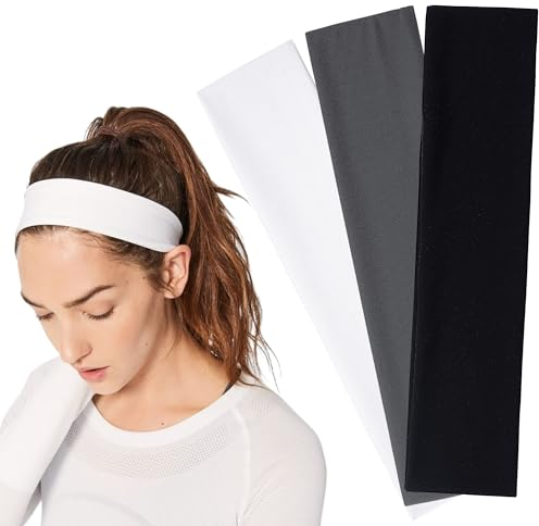Stirnbänder für Damen und Herren - Modisch, Weich, Schweißableitend, Dehnbar - für Sport, Yoga, Laufen - 3 Stück