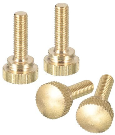QUARKZMAN M5x16mm Rändelschraube, 4 Stück Messing Rändelschraube Bolzen mit Schultergriffknöpfen Befestigungselemente, Messingfarbe