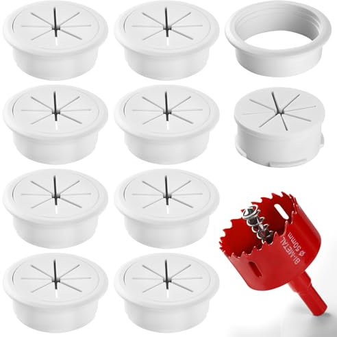 Desk Grommet 2 Inch (50 mm) 8 Pieces, Desk Hole Cover for Cables White, Desk Hole Grommet ABS Plastic, Desk Cord Hole Cover with Hole Saw for Wires Cables Through The Countertop by XIOGZAXI
