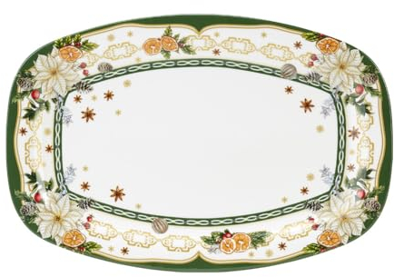 Fade Vassoio ovale di natale in porcellana con decori natalizi Gillian 30x20,5 cm