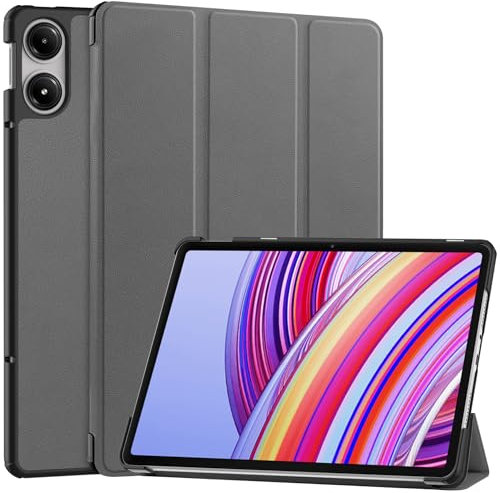 zZjoOoj Funda para Redmi Pad Pro/Xiaomi Poco Pad (12,1 Pulgadas 2024),Carcasa Case Ultra Fina y Ligera, con Función de Soporte y Función de Apagado Automático/Despertador, Gris