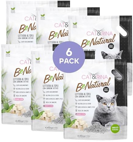 Cat&Rina BeNatural Lettiera per Gatti al Tofu, 10 L, 6 Pezzi