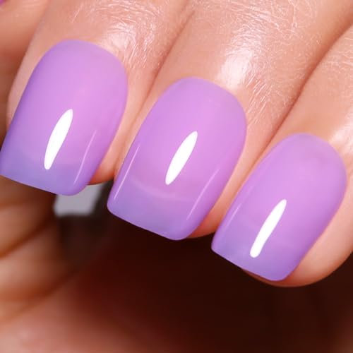 Imtiti Jelly Violet Gel Nail Polish, 15ML Nude Sheer Violet Color UV/LED Soak Off Gel Polish for DIY Nail Art Manicure at Home 1Pcs