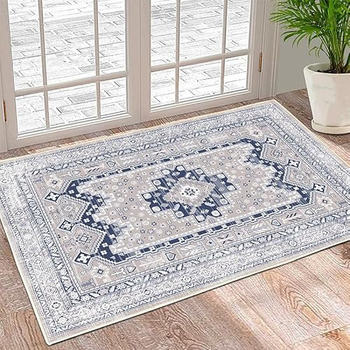 Vintage Kleiner Teppich Fußmatte Innen Boho Orientalischer Fussmatte Rugs Badematte Weiche rutschfest Waschbarer Kurzflor Türmatte Teppich Für Küche Badezimmer Eingangsbereich 50x80cm