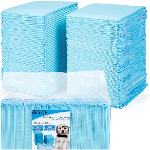 BESTIF Trainingspads für Hunde und Welpen auslaufsichere Trainingsunterlagen Haustiere Training Pads Set 100 Stück 6-lagig (100, 60 x 90 cm)
