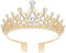 Schmoopy Tiara Krone für Frauen, Kristall-Tiara für Braut, Abschlussball, Königin, Geburtstag, Party (B-Gold)
