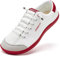 HOBIBEAR Zapatos anchos descalzos para hombre y mujer, zapatos para caminar, correr, suela cero caída, ligeros y cómodos, blanco y rojo, 39 EU