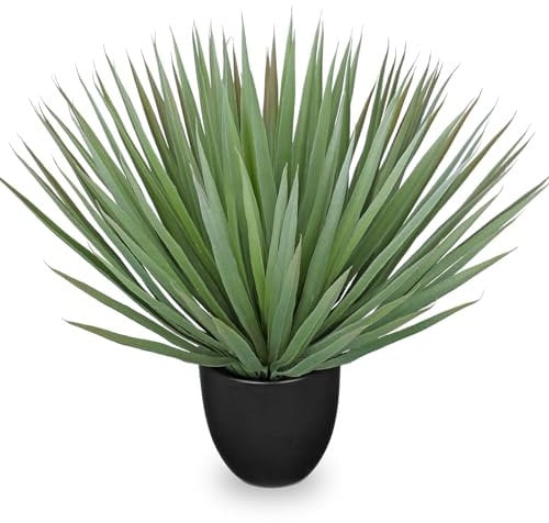 Oairse Agave Plants Artificial 46cm Fake Potted Plant Realistic Faux Agave Plant Indoor for Home Office Living Room Kitchen Table Oudoor Decoration