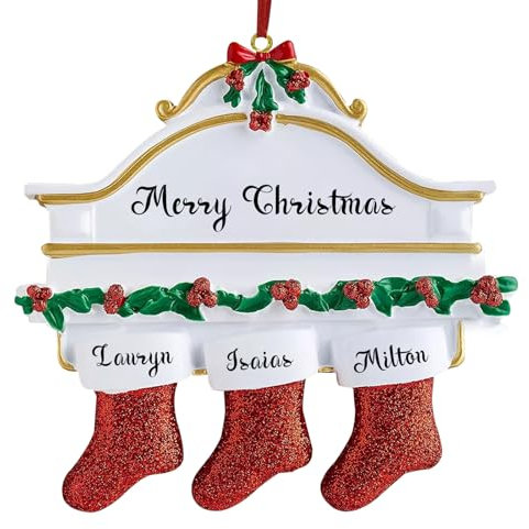 Personalisierter Weihnachtsstrumpf-Ornament-Anhänger, 2/3/4/5/6/7/8 Familienanhänger, Weihnachtsbaumschmuck-Geschenk mit Nachnamen und Segen, hängender Weihnachtsschmuck aus Harz