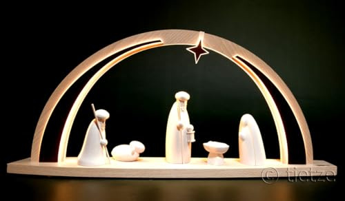 Tietze Erzgebirgsdesign LED Schwibbogen modern Christi Geburt groß 57cm - Feine Handwerkskunst aus dem Erzgebirge