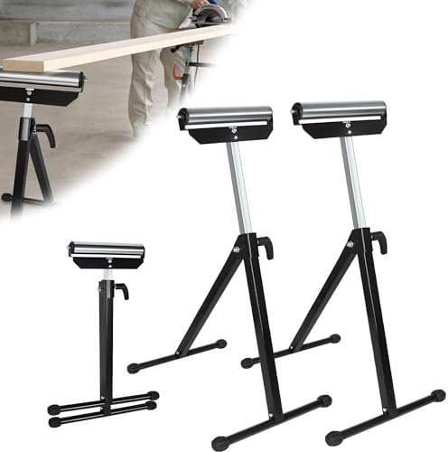 LARS360 2 tréteaux à roulettes réglables en hauteur (68 à 108 cm) – Tréteau pliant avec pieds antidérapants | Convient pour scies à onglets, raboteuses, travail du bois et du métal