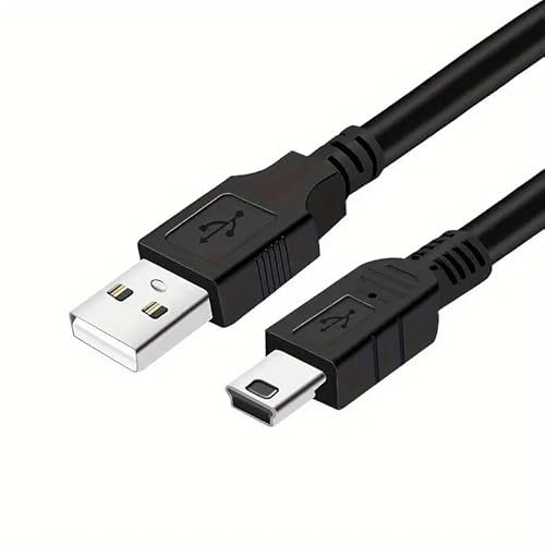 TECHZOCO Cable Mini USB Sincroniza y Carga, Cable USB 5 pin, Transferencia hasta 480 Mbit/s, Compatible con Micrófono Blue Yeti, PS3, Wii U Pro, HDD Externo, Cámaras, MP3, Negro, 1 Metro