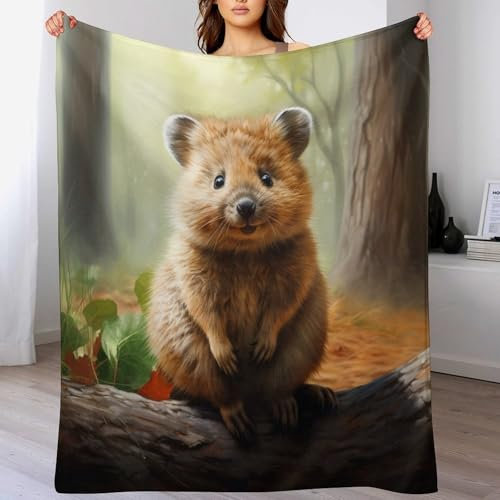 AAPZY Quokka Kuscheldecken,Decke, 3D-Digitaldruck Kuscheldecke, Flannel Decke, Weich Wohndecke, Sofadecke Decke Für Kinder Jungen Erwachsene （180×200cm）