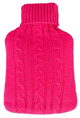 REIFOR Bolsa Agua Caliente Botella De Agua Caliente De 2 litros Botella De Agua Caliente De Goma con Tapa De Punto, para Alivio del Dolor Espalda Cuello Noches Acogedoras Botella De Agua Caliente(E)