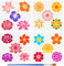 FINGERINSPIRE 4 Stück Malschablone Mit Kleinen Blumenmustern Und Pinsel 30x30cm Rosen Lotus Lilien Pfingstrosen Chrysanthemen Schablone Pflanzenmotiv Blumenschablone Zur Dekoration