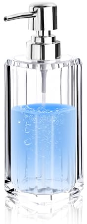 Diakey 200ml/6.8oz Acrylic Hand Soap Dispenser,1 Pack | Crystal Clear Modern Liquid Soap Dispenser Bathroom and Kitchen, Thick Refillable Hand Wash Lotion Bottle with Silver Pump