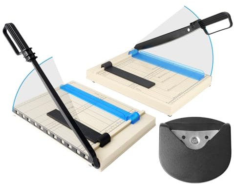 Hebelschneider Papierschneider, A4/B5/A5/B6/B7 Papier Cutter Kapazität 15 Blatt, Guillotine Papierschneider mit Eckenabrunder, Papierschneider aus Metall, Perfekt für Fotos,Karton,Pappe,Kunsthandwerk