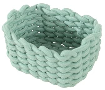 Icegrey Cestini in Corda di Cotone Cesto Contenitore Organizer Cestini Portaoggetti Decorativi Rettangolari Naturali Per Camerette Soggiorno Camera Da Letto, Verde, Small