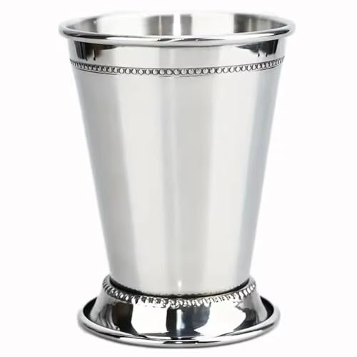 HiyyFloy Mint-Julep-Becher, Silberne Julep-gläser, Klassische Edelstahl-cocktailgläser Perlenrand Für Party, Bier, Saft, Getränke, Bar, Zuhause, Restaurant