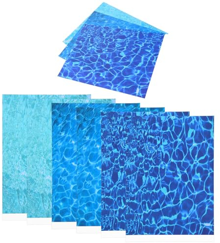 Telooco Wellen Wasser Aufkleber, 6 Blatt Selbstklebend Wasserwellen Aufkleber Blau Ozean Diorama Modellbau Wasser Wellenwasserblatt Miniatur See Fluss Bach Landschaft Heimdekoration Kunstwasser