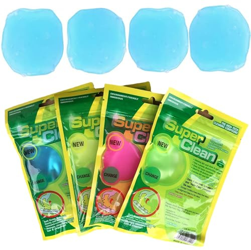 Gel Limpieza para Teclado 4 Piezas, Gels Limpiador de Polvo para Interior Coche, Limpieza Coche para Interiores,Teclado,Ordenador, Slime Limpiador Teclado Universal Polvo, Car Cleaning Gel (Azul)