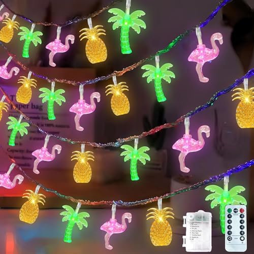 CHENBOOW Catena Luminosa,Lucine Led Decorative 3m,Luci a Forma di Ananas,Ghirlanda Luminosa Cameretta,Filo di Luci Rosa a Forma di Fenicottero,pour Interno Ed Esterno Festa Hawaiana