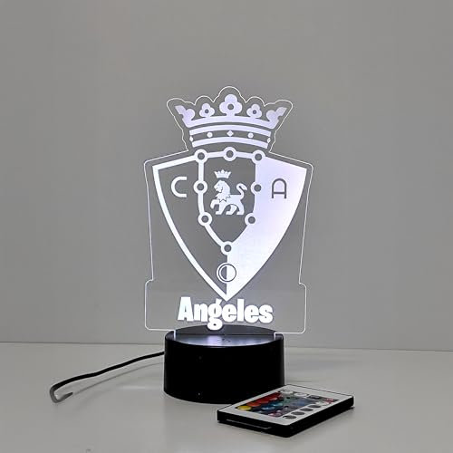 Genérico LTRESD Lámpara 3D OSASUNA - LED con Control Remoto – Luz de Noche para Niños y Adultos, 16 Colores, USB o Pilas – Regalo Original para Navidad, Cumpleaños y Comunión