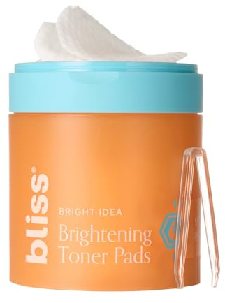 Bliss Bright Idea Tonisierungsscheiben mit Vitamin C und Peptiden | 12 % Feuchtigkeit + Aufhellungskomplex für eine strahlende und weiche Haut | Hilft das Auftreten dunkler Flecken zu reduzieren und