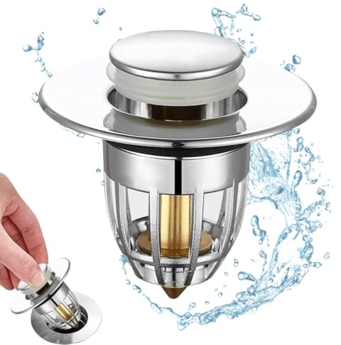 IEBTAWN 1 Pieza Tapon Pop Up Lavabo Universal, Desague Lavabo Click Clack, Tapones De Desagüe Lavabo, Válvula Lavabo para Baño Y Inodoro