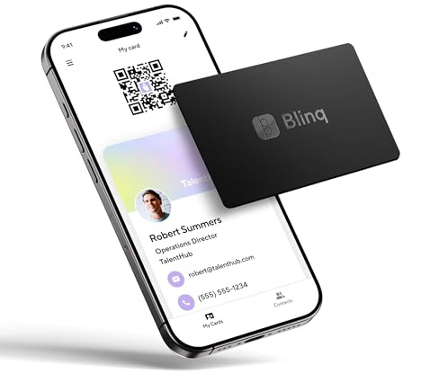 Blinq Digital Business Card - NFC Card - Instant Share via Tap - Compatible with iPhone & Android (Black)