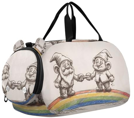 Rainbow Gnome Beige Seesack mit Schuhfach Multifunktionale Sporttasche für Strand Schwimmen Taschen Pool Sport