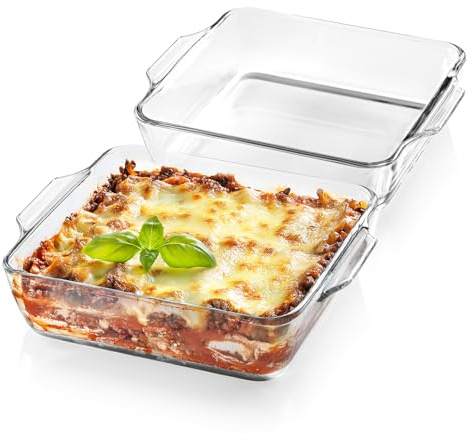 GOURMETmaxx Fuente de horno de cristal para freidora de aire caliente y horno, juego de 2 – 800 ml cada uno | Molde rectangular | Cuenco pequeño – Preparar, cocinar, servir, molde de cristal Airfryer