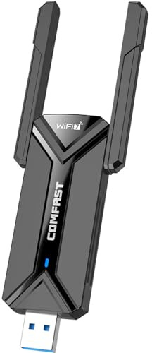 COMFAST WLAN Stick, USB 3.0 USB WLAN Adapter WiFi 7 6500 Mbit Dreifachband | mit Doppelantennen, OFDMA & MU-MIMO, WPA3, kompatibel mit Win10/11, treiberfrei sofort einsatzbereit für Desktop Laptop
