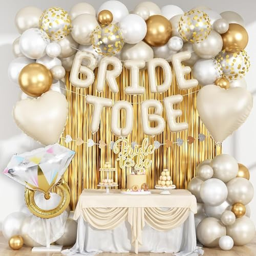 Mavouri Bride to Be Deko Luftballons Cremeweiß, JGA Deko Frauen Ballons, Junggesellenabschied Frauen Ballon, Hochzeitsdeko Helium Ballons für Bachelorette Party Deko, Hochzeit, JGA Accessoires